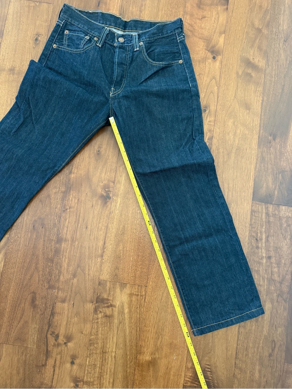 Levi's 501 Original Fit Jeans Clean Rigid Blue Indigo Petite Crop - Picture 7 of 13
